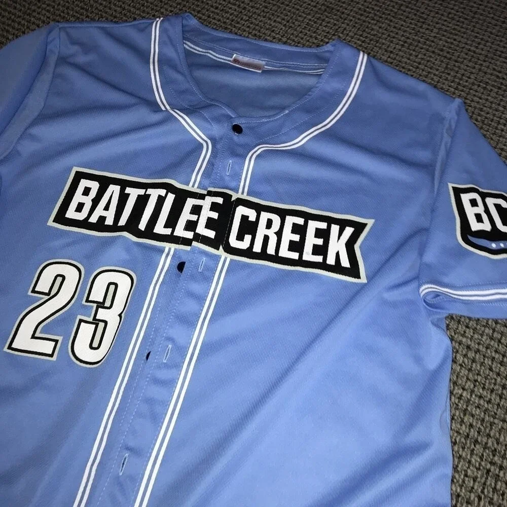 Battle Creek Battle Jacks 2023 Blue Giveaway Jersey EUC